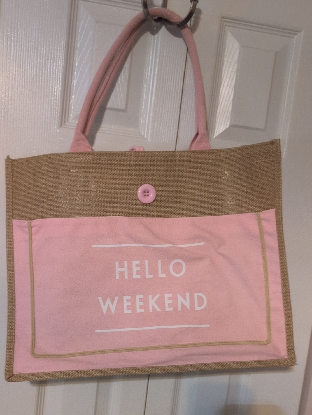 Hello Weekend Pink Beach Tote